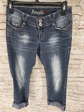 Vintage Angels Capri Jeans Size 3 Dark Wash Pockets Cuffed Bottoms